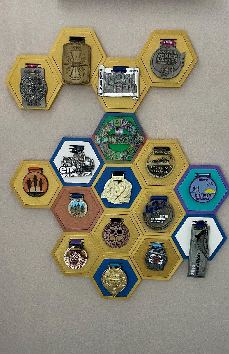 Wall Mount Hexagon Medal Display