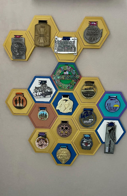 Wall Mount Hexagon Medal Display