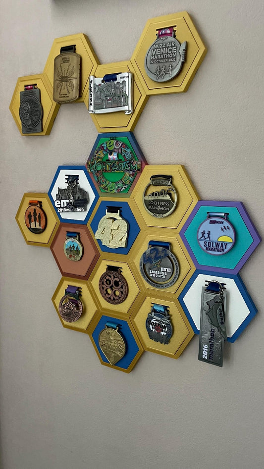 Wall Mount Hexagon Medal Display