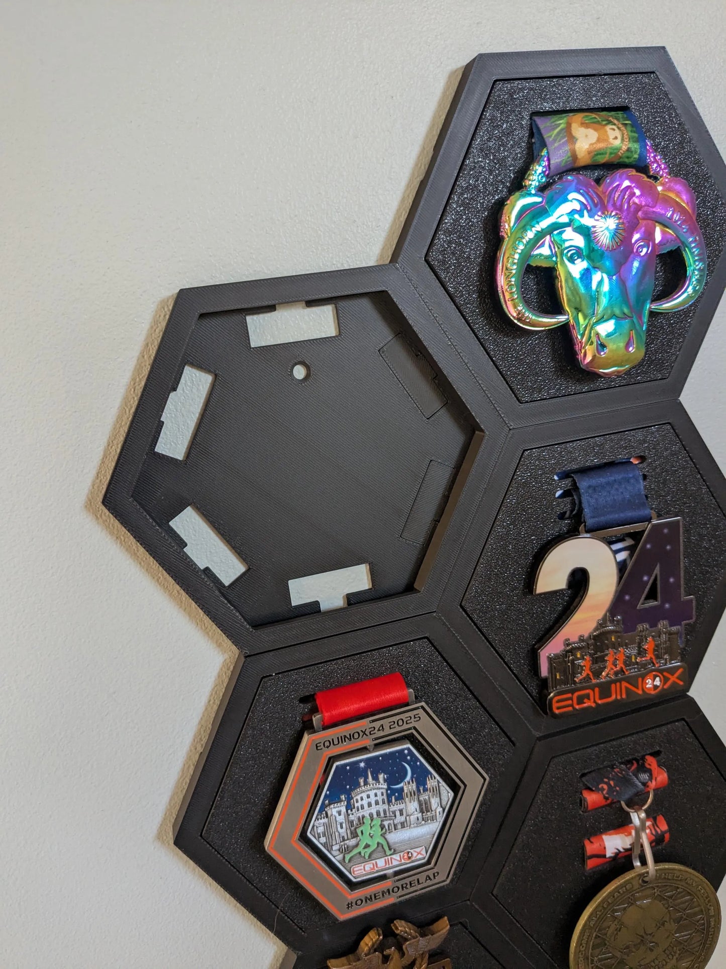 Wall Mount Hexagon Medal Display
